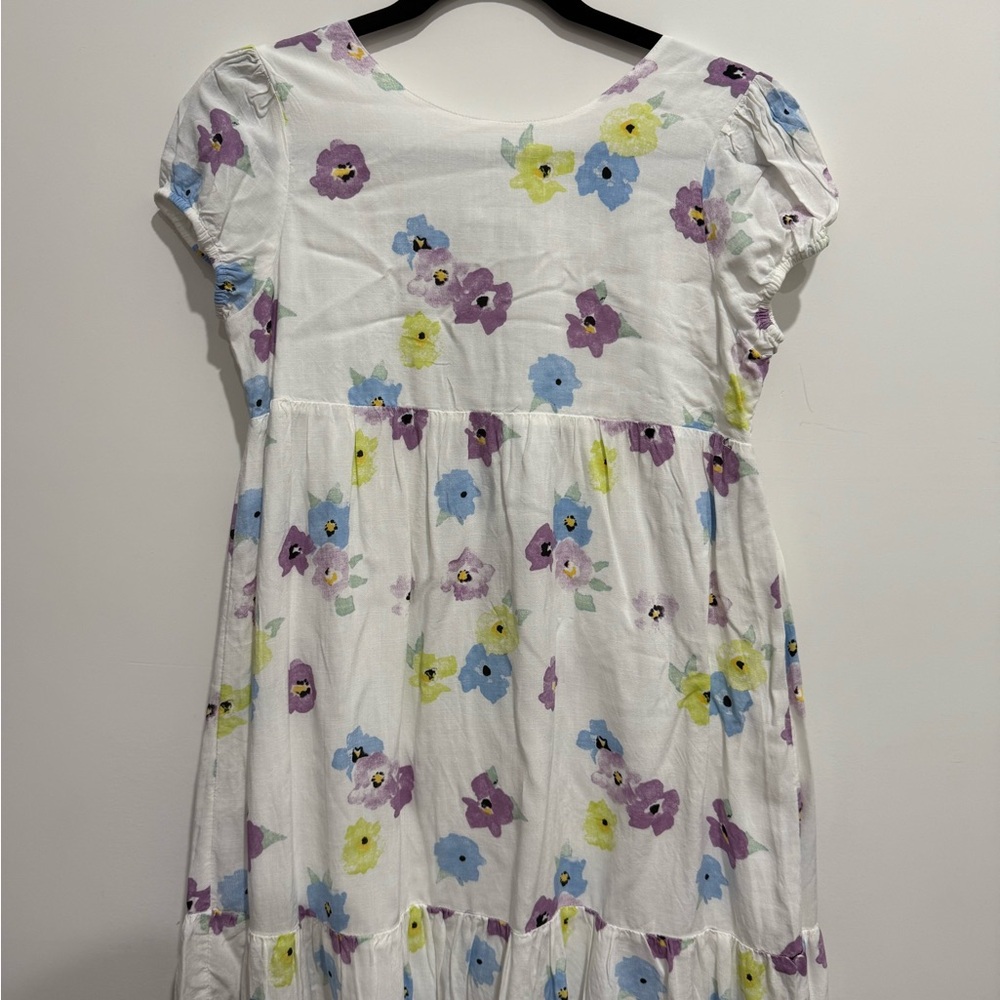 Floral Kids Casual Dress - White, Purple, Blue